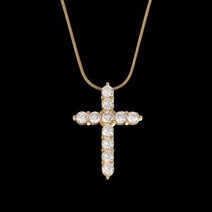 Elegant Gold and Silver Crystal Cross Necklace